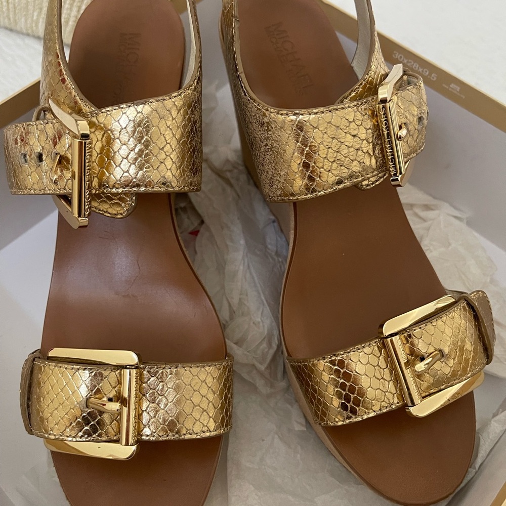 Michael Kors Gold Snakeskin Sandals